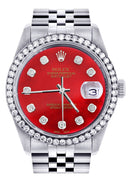 Diamond Mens Rolex Datejust Watch 16200 | 36Mm | Red Diamond Dial | Jubilee Band