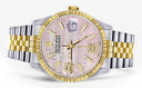 Mens Rolex Datejust Watch 16233 Two Tone | 36Mm | Pink Textured Dial | Jubilee Band