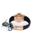 Rolex Yacht Master | 18K Rose Gold | Rubber Strap | Custom Sapphire & Diamond Bezel | 40 MM