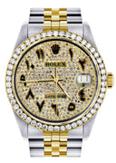 Diamond Gold Rolex Watch For Men 16233 | 36Mm | Black Arabic Full Diamond Dial | Jubilee Band