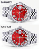 Diamond Mens Rolex Datejust Watch 16200 | 36Mm | Diamond Red Mother Of Pearl Roman Numeral Dial | Jubilee Band