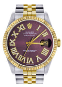 Mens Rolex Datejust Watch 16233 Two Tone | 36Mm | Purple Roman Dial | Jubilee Band
