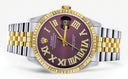 Mens Rolex Datejust Watch 16233 Two Tone | 36Mm | Purple Roman Dial | Jubilee Band