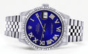 Womens Rolex Datejust Watch 16200  | 36Mm | Blue Roman Numeral Dial | Fluted Bezel | Jubilee Band