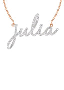 14K Rose Gold Ladies Full Diamond Script Name Necklace | Appx. 1.25 Carat