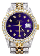 Iced Out Rolex Datejust 36 MM | Two Tone | 10 Carats of Diamonds | Purple Diamond Dial