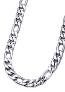 White Gold Plated Mens Figaro Chain