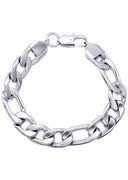 White Gold Plated Figaro Bracelet