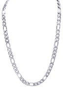 White Gold Plated Mens Figaro Chain