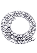 White Gold Plated Mens Figaro Chain