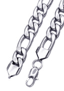 White Gold Plated Mens Figaro Chain