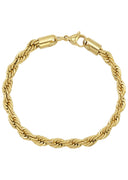 Solid Gold Plated Rope Chain & Bracelet ( 6 Mm )