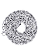 White Gold Plated Mens Solid Rope Chain