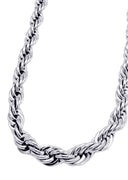 White Gold Plated Mens Solid Rope Chain