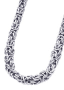 White Gold Plated Mens Byzantine Chain