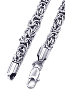 White Gold Plated Mens Byzantine Chain