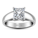 Solitaire Princess Cut Diamond Engagement Ring Leyla 14K White Gold