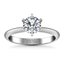 Round Diamond Solitaire Engagement Ring Classic 6 Prong 14K White Gold