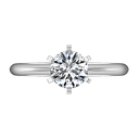 Round Diamond Solitaire Engagement Ring Classic 6 Prong 14K White Gold
