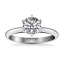 Round Diamond Solitaire Engagement Ring Cathedral 6 Prong 14K White Gold