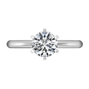 Round Diamond Solitaire Engagement Ring Cathedral 6 Prong 14K White Gold