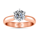 Solitaire Diamond Engagement Ring Wide Classic 6 Prong 14K Rose Gold