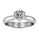 Round Diamond Solitaire Engagement Ring Wide Classic 6 Prong 14K White Gold