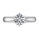 Round Diamond Solitaire Engagement Ring Wide Classic 6 Prong 14K White Gold