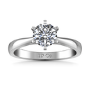 Round Diamond Solitaire Engagement Ring Tapered And Arched 14K White Gold