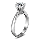Round Diamond Solitaire Engagement Ring Tapered And Arched 14K White Gold