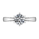Round Diamond Solitaire Engagement Ring Tapered And Arched 14K White Gold