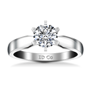 Round Diamond Solitaire Engagement Ring Wide Tappered 14K White Gold