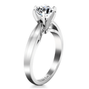 Round Diamond Solitaire Engagement Ring Wide Tappered 14K White Gold