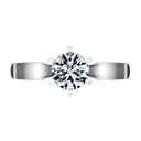 Round Diamond Solitaire Engagement Ring Wide Tappered 14K White Gold