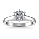 Round Diamond Solitaire Engagement Ring Stylized 6 Prong 14K White Gold
