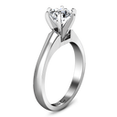 Round Diamond Solitaire Engagement Ring Stylized 6 Prong 14K White Gold