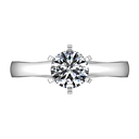 Round Diamond Solitaire Engagement Ring Stylized 6 Prong 14K White Gold