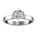 Round Diamond Solitaire Engagement Ring Curved Shoulder 14K White Gold