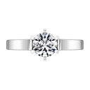 Round Diamond Solitaire Engagement Ring Curved Shoulder 14K White Gold
