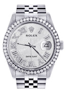 Diamond Mens Rolex Datejust Watch 16200 | 36Mm | Diamond Rolex Textured Roman Numeral Dial | Jubilee Band