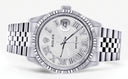 Womens Rolex Datejust Watch 16200  | 36Mm | White Textured Roman Numeral Dial | Fluted Bezel | Jubilee Band