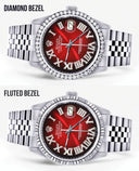 Womens Rolex Datejust Watch 16200 | 36Mm | Red Black Roman Numeral Dial | Jubilee Band