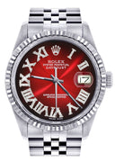 Womens Rolex Datejust Watch 16200  | 36Mm | Red Black Roman Numeral Dial | Fluted Bezel | Jubilee Band