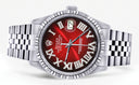 Womens Rolex Datejust Watch 16200  | 36Mm | Red Black Roman Numeral Dial | Fluted Bezel | Jubilee Band
