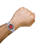 Mens Rolex Datejust Watch 16200  | 36Mm | Red Black Roman Numeral Dial | Jubilee Band