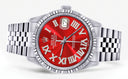 Womens Rolex Datejust Watch 16200  | 36Mm | Red Roman Numeral Dial | Fluted Bezel | Jubilee Band