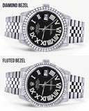 Diamond Mens Rolex Datejust Watch 16200 | 36Mm | Black Roman Numeral Dial | Jubilee Band