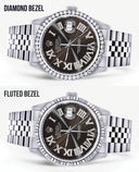 Womens Rolex Datejust Watch 16200 | 36Mm | Custom Dark Brown Roman Numeral Dial | Jubilee Band