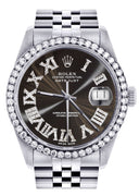 Womens Rolex Datejust Watch 16200 | 36Mm | Custom Dark Brown Roman Numeral Dial | Jubilee Band