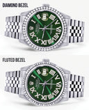 Womens Rolex Datejust Watch 16200 | 36Mm | Custom Green Roman Numeral Dial | Jubilee Band